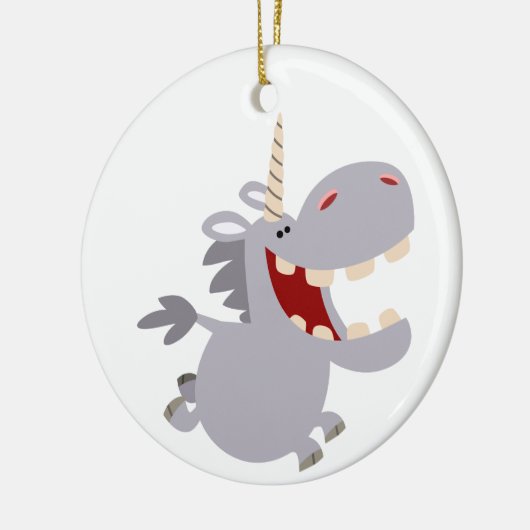 Niedlicher Toothy Cartoon Unicorn Keramik Ornament (Links)