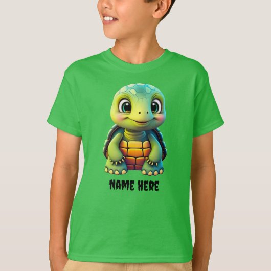 Niedlicher Tortoise Kid's Turtle Animal Cartoon Gr T-Shirt (Vorderseite)