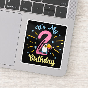 Niedlicher Toucan 2. Geburtstag 2 Jahr Geburtsherr Aufkleber