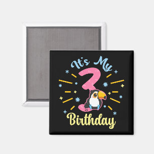 Niedlicher Toucan 3. Geburtstag 3. Geburtstag Mädc Magnet