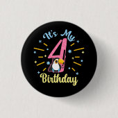 Niedlicher Toucan 4. Geburtstag 4. Geburtstag Mädc Button (Vorderseite)