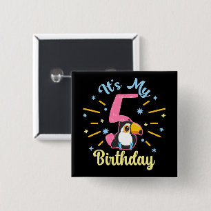 Niedlicher Toucan 5. Geburtstag 5. Geburtstag Mädc Button