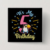 Niedlicher Toucan 5. Geburtstag 5. Geburtstag Mädc Button (Vorderseite)