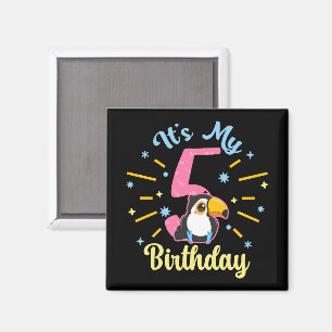 Niedlicher Toucan 5. Geburtstag 5. Geburtstag Mädc Magnet