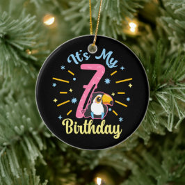 Niedlicher Toucan 7. Geburtstag 7. Geburtstag Keramik Ornament