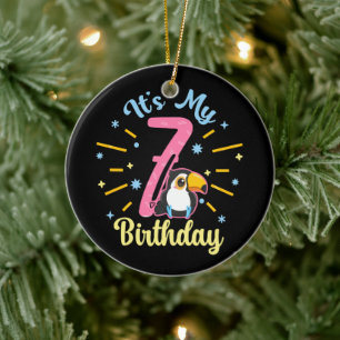 Niedlicher Toucan 7. Geburtstag 7. Geburtstag Keramik Ornament