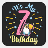 Niedlicher Toucan 7. Geburtstag 7. Geburtstag Quadratischer Aufkleber (Vorderseite)