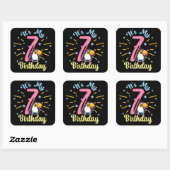 Niedlicher Toucan 7. Geburtstag 7. Geburtstag Quadratischer Aufkleber (Blatt)