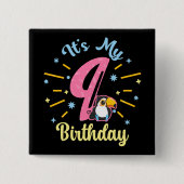 Niedlicher Toucan 9. Geburtstag 89. Geburtshaus Button (Vorderseite)