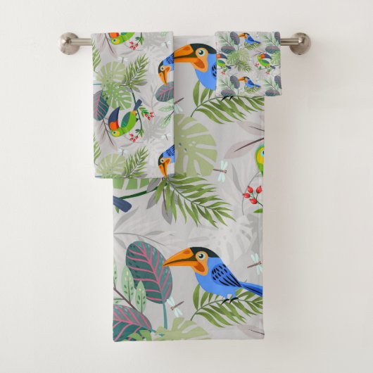 Niedlicher Toucan bird, Everybirdy Pattern, Wasser Badhandtuch Set (Insitu)