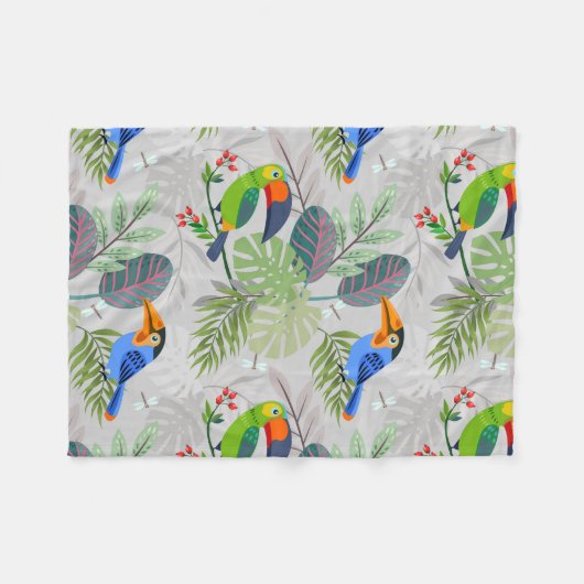 Niedlicher Toucan bird, Everybirdy Pattern, Wasser Fleecedecke (Vorderseite (Horizontal))