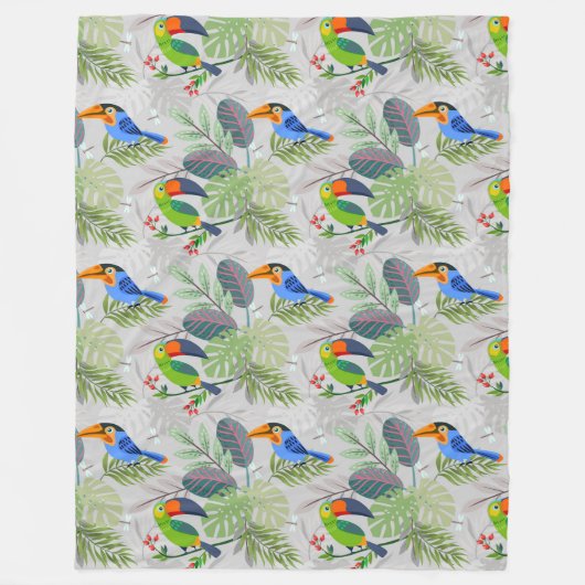 Niedlicher Toucan bird, Everybirdy Pattern, Wasser Fleecedecke (Vorderseite)