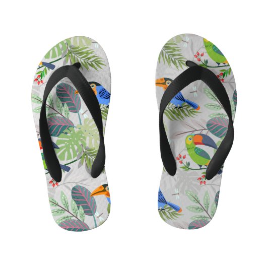 Niedlicher Toucan bird, Everybirdy Pattern, Wasser Kinderbadesandalen (Fußbett)
