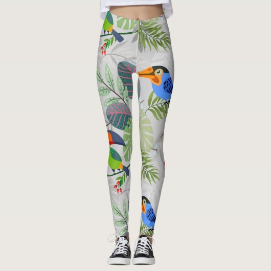 Niedlicher Toucan bird, Everybirdy Pattern, Wasser Leggings (Vorderseite)