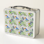 Niedlicher Toucan bird, Everybirdy Pattern, Wasser Metall Brotdose (Rückseite)
