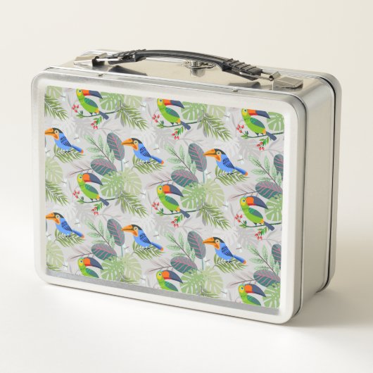 Niedlicher Toucan bird, Everybirdy Pattern, Wasser Metall Brotdose (Rückseite)