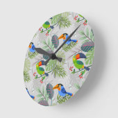 Niedlicher Toucan bird, Everybirdy Pattern, Wasser Runde Wanduhr (Winkel)