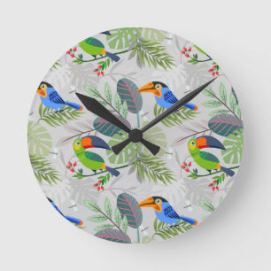 Niedlicher Toucan bird, Everybirdy Pattern, Wasser Runde Wanduhr