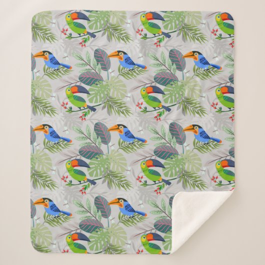 Niedlicher Toucan bird, Everybirdy Pattern, Wasser Sherpadecke (Vorderseite)