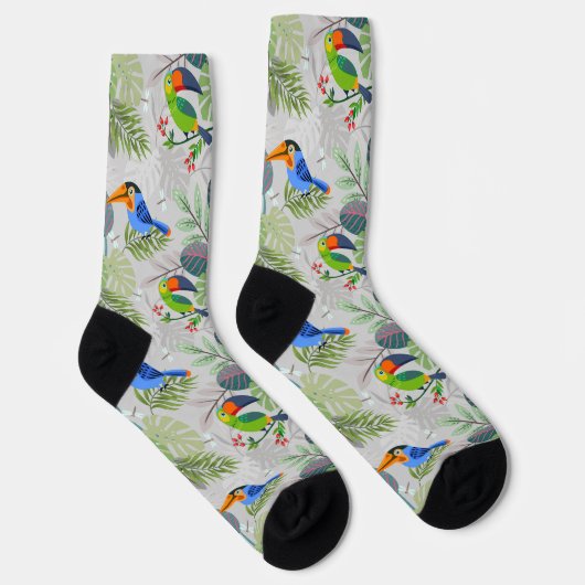 Niedlicher Toucan bird, Everybirdy Pattern, Wasser Socken (Rechts)