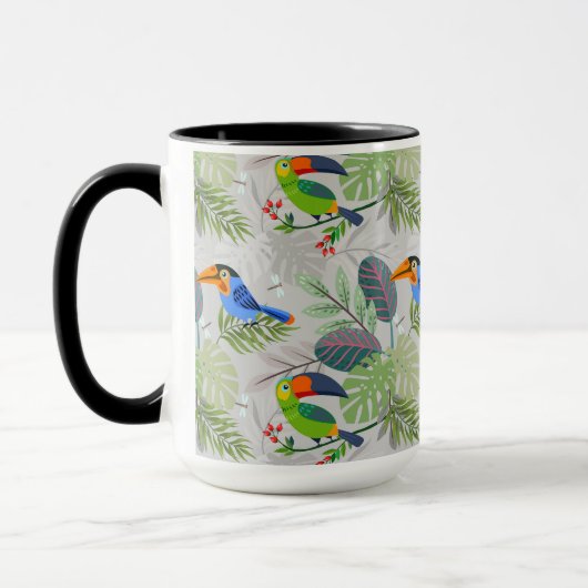 Niedlicher Toucan bird, Everybirdy Pattern, Wasser Tasse (Links)
