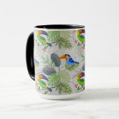 Niedlicher Toucan bird, Everybirdy Pattern, Wasser Tasse (Vorderseite Links)