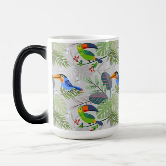 Niedlicher Toucan bird, Everybirdy Pattern, Wasser Verwandlungstasse (Links)