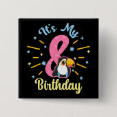 Niedlicher Toukan 8. Geburtstag 8. Geburtstag Mädc Button (Vorderseite)