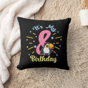 Niedlicher Toukan 8. Geburtstag 8. Geburtstag Mädc Kissen