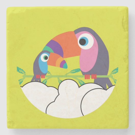 Niedlicher Toukan | LIEBE | Funny Birds Tasse Serv Steinuntersetzer (Vorderseite)