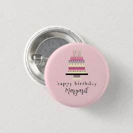 Niedlicher, traditioneller Geburtstag Girly Pink L Button
