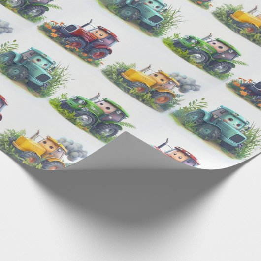 Niedlicher Traktor Geschenkpapier (Ecke)