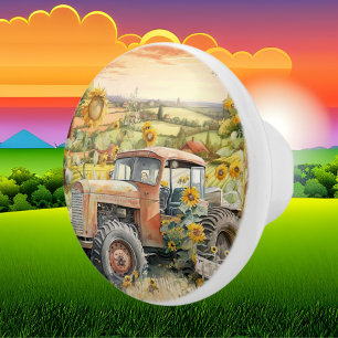 niedlicher Traktor Keramikknauf
