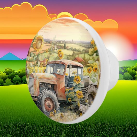 niedlicher Traktor Keramikknauf