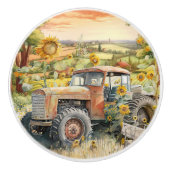 niedlicher Traktor Keramikknauf (Vorderseite)