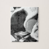 niedlicher, traurig aussehender Pitbulhund Schwarz Puzzle (Vertikal)