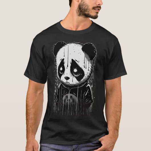 Niedlicher trauriger Panda T-Shirt (Vorderseite)