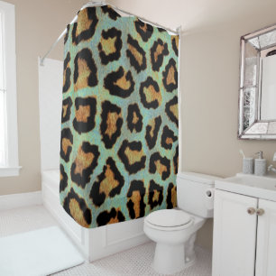 Niedlicher Trend Mint Tee aquamarin Leopard Druck Duschvorhang