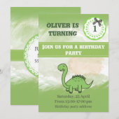 Niedlicher trendiger Aquarell lustiger Dinosaurier Einladung (Vorne/Hinten)