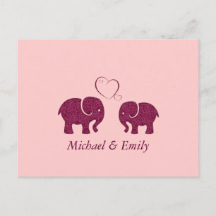 Niedlicher trendiger Elefant in Liebe personalisie Postkarte