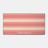 Niedlicher, trendiger Pfirsichpfirsichrosa Streife Schreibtischunterlage (Vorderseite)