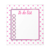 Niedlicher Trendrosa und weißer Polka Dot zu erled Notizblock (Vorderseite)