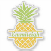 Niedlicher, trendy, gelb-grüner Ananas Aufkleber (Vorderseite)