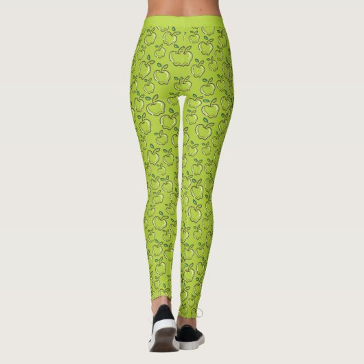Niedlicher Trendy Green Äpfel Obstgarten Leggings (Rückseite)