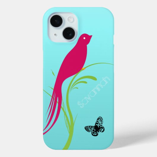 Niedlicher Trendy Pink Schlucken Bird Butterfly üb Case-Mate iPhone Hülle (Rückseite)
