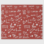 Niedlicher Trendy Red Valentine's Day Geschenkpapier (Flach)