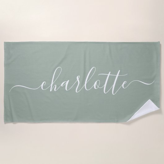Niedlicher trendy Script Name Personalisiert Dusty Strandtuch (Vorderseite)