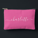 Niedlicher trendy Skriptname Personalisiertes Hot  Zubehörtasche<br><div class="desc">Niedlicher Trendy-Script-Name Personalisiert Accessory Pouch in Hot Pink</div>