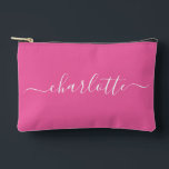 Niedlicher trendy Skriptname Personalisiertes Hot Zubehörtasche<br><div class="desc">Niedlicher Trendy-Script-Name Personalisiert Accessory Pouch in Hot Pink</div>