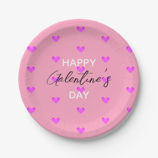 Niedlicher Trendy Typografy Pink Happy Galentines Pappteller (Vorderseite)